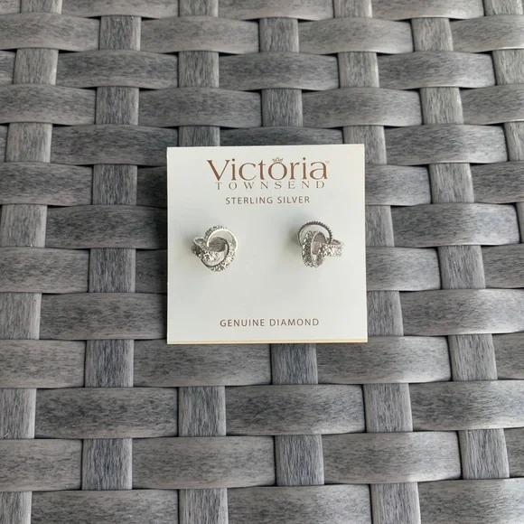 Diamond Love Knot Stud Earrings - Picture 2 of 3